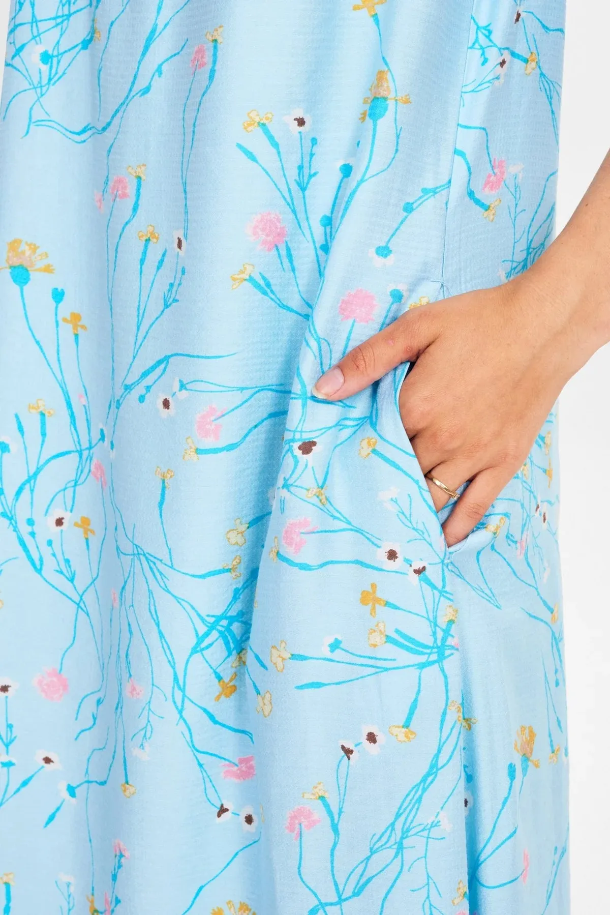 Nuritt One Shoulder Dress in Crystal Blue
