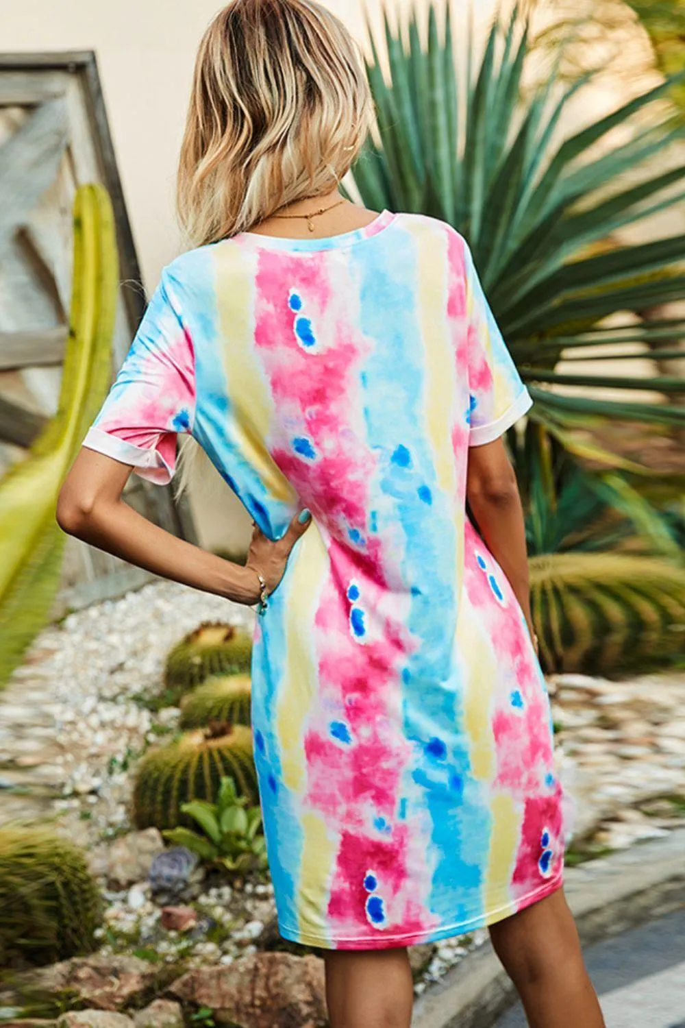 Out And About Twisted Tie Dye Tee Shirt Dress