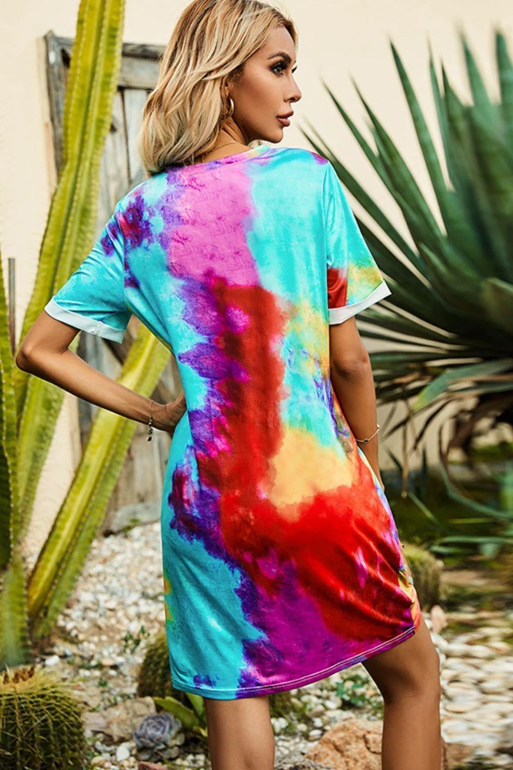 Out And About Twisted Tie Dye Tee Shirt Dress