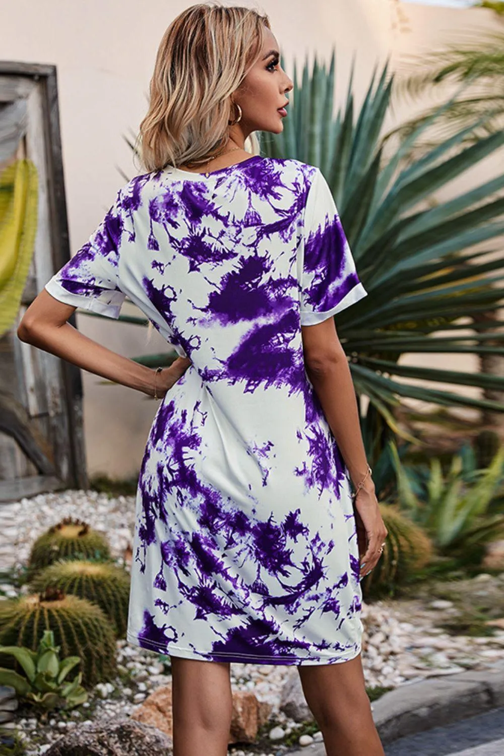 Out And About Twisted Tie Dye Tee Shirt Dress