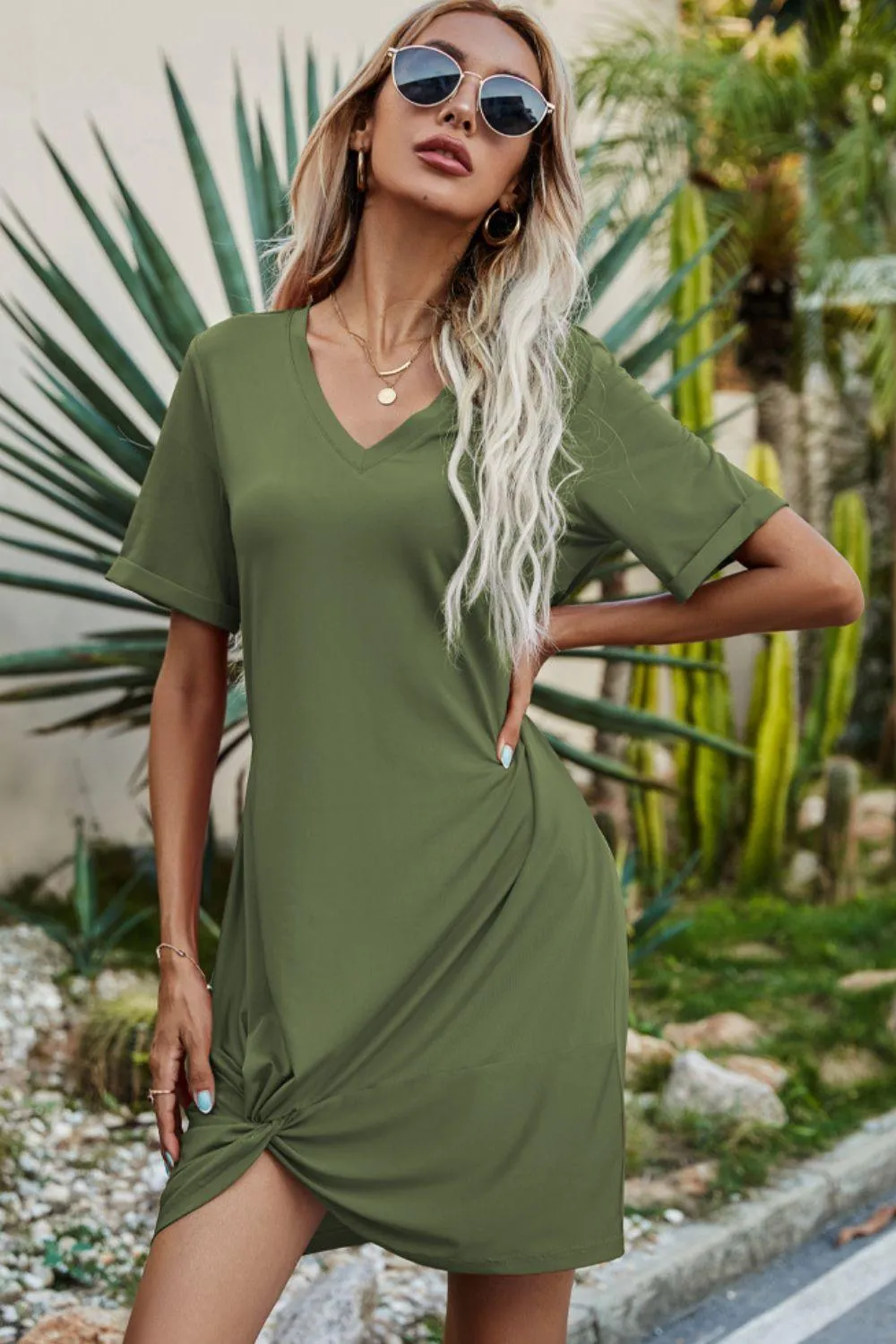 Out And About Twisted Tie Dye Tee Shirt Dress