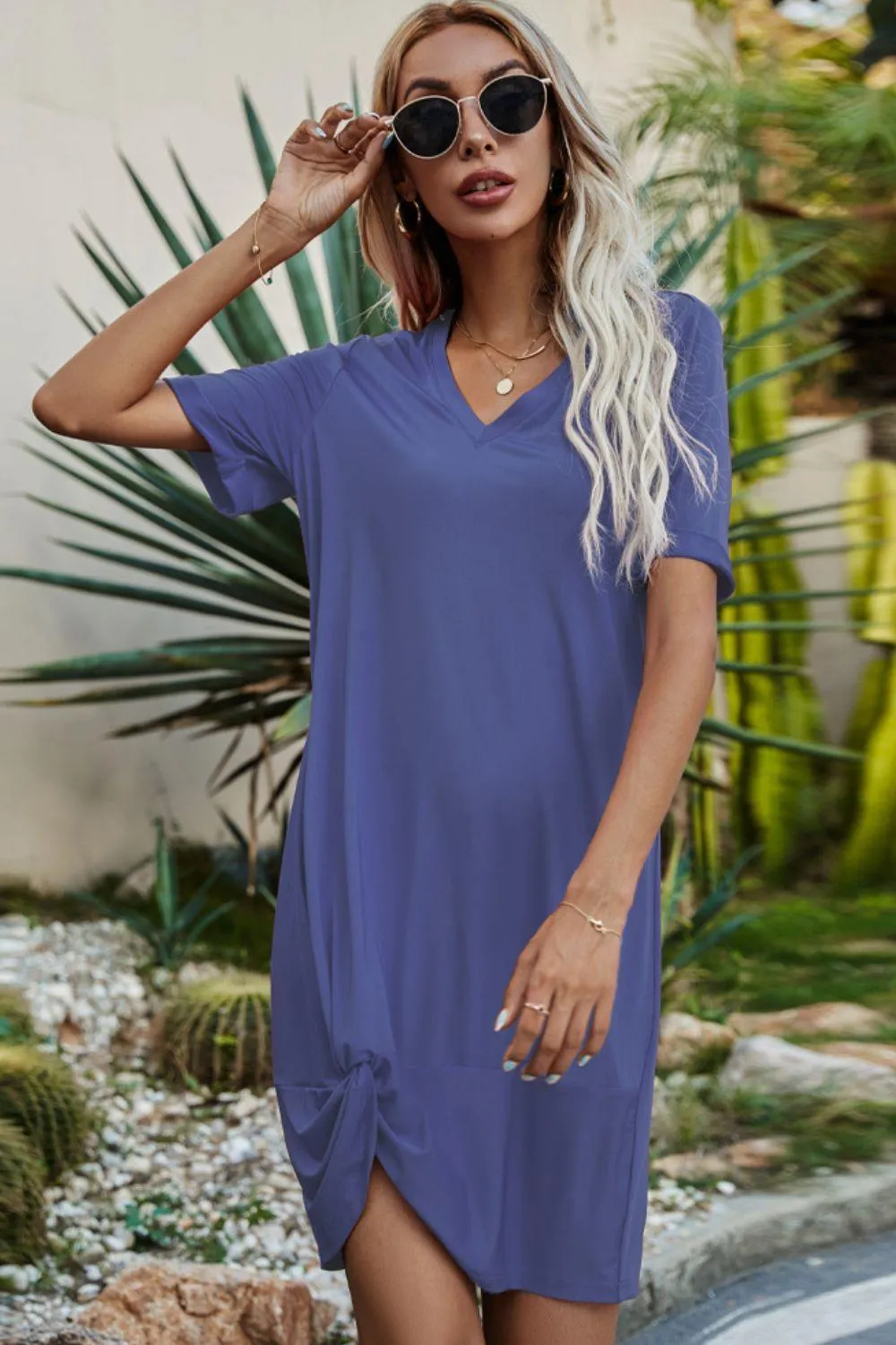 Out And About Twisted Tie Dye Tee Shirt Dress