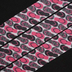Pink and Black Flip Flop Ribbon - 1 inch Printed Grosgrain