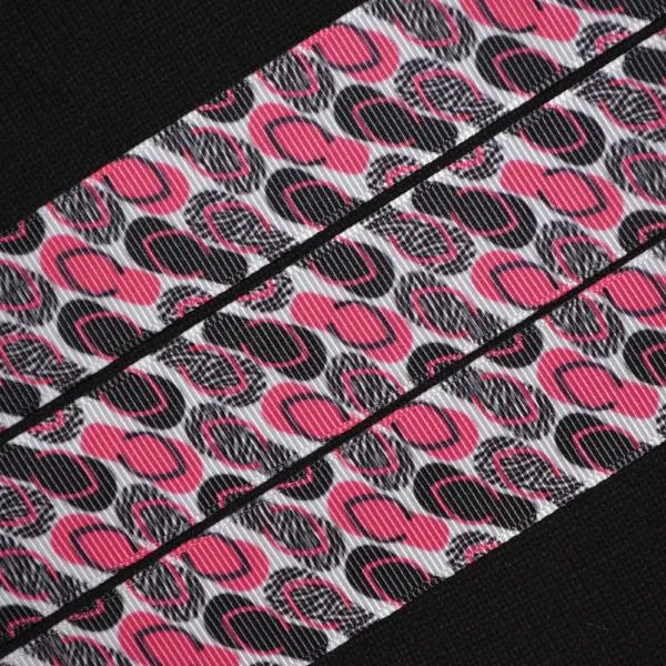 Pink and Black Flip Flop Ribbon - 1 inch Printed Grosgrain