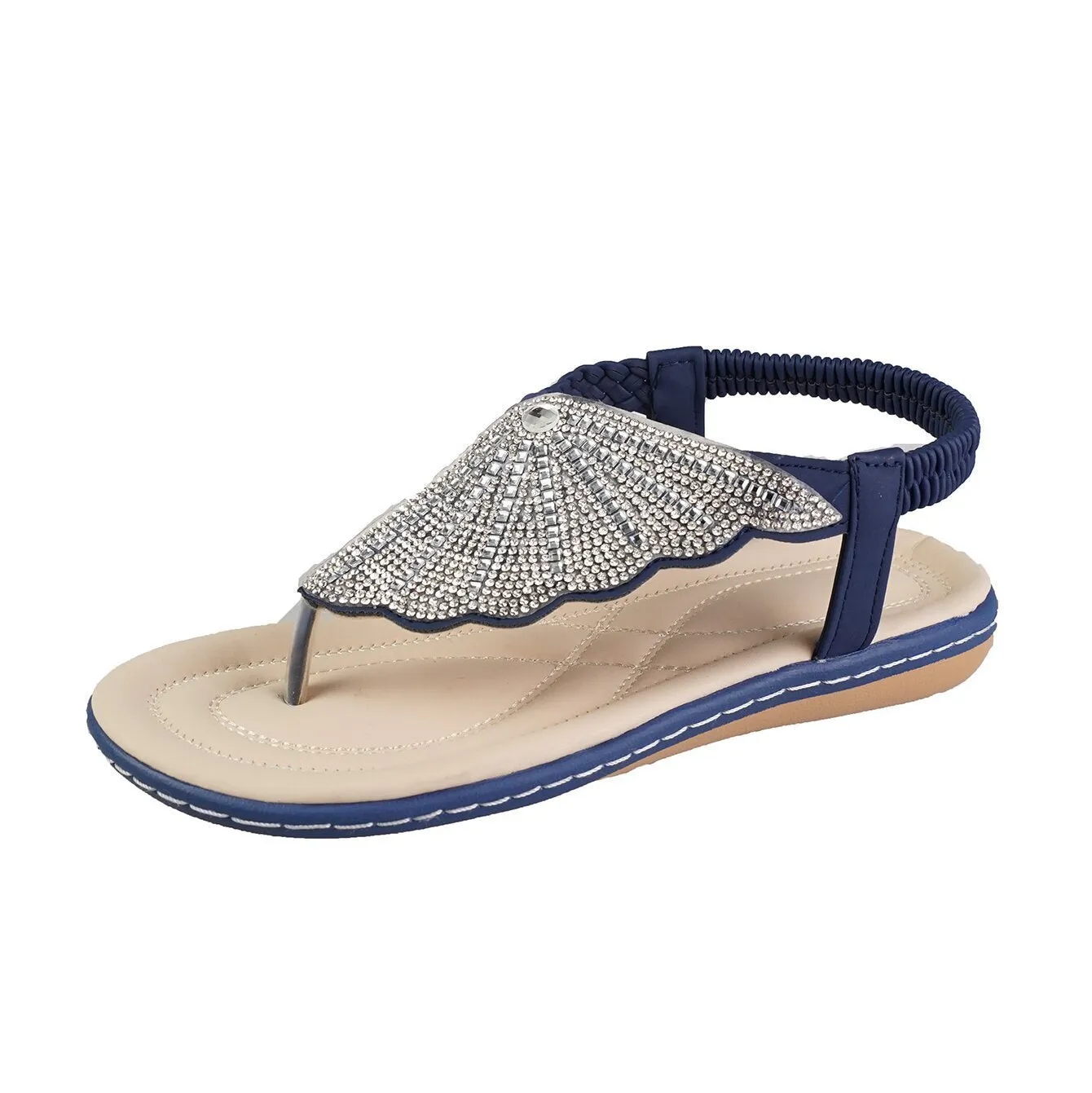 Rhinestone Shell Flip-Flops Beach Sandal