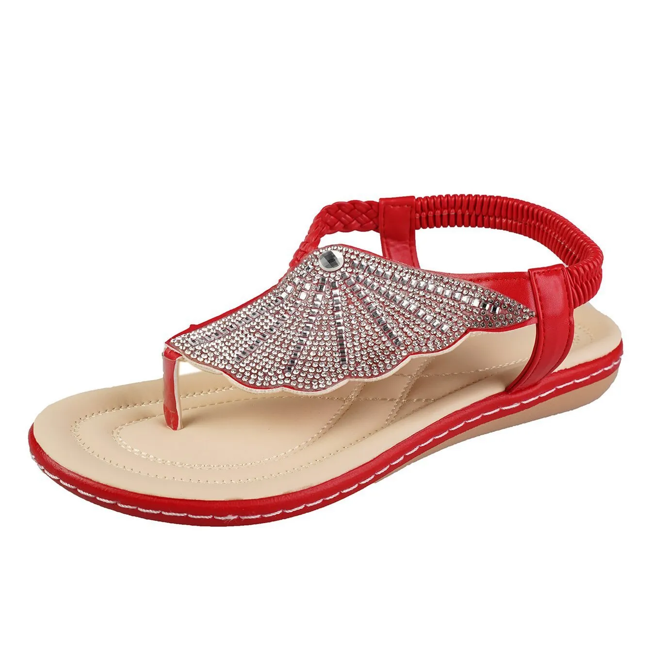Rhinestone Shell Flip-Flops Beach Sandal