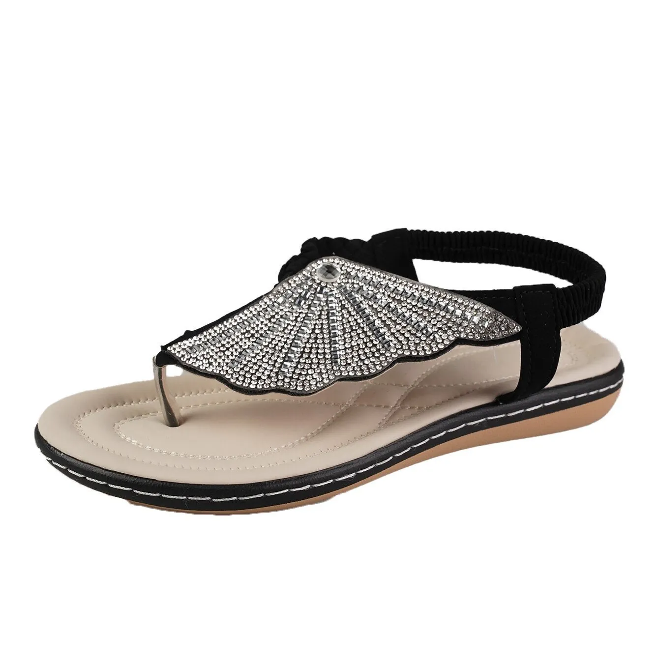 Rhinestone Shell Flip-Flops Beach Sandal