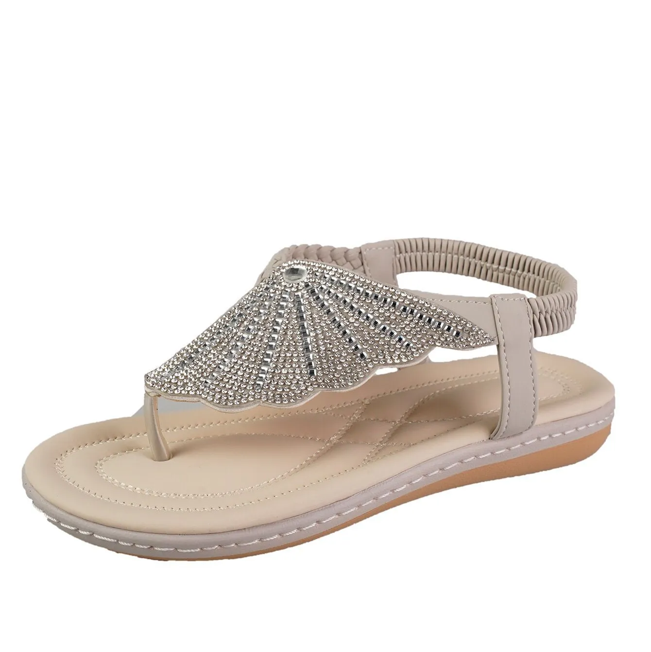 Rhinestone Shell Flip-Flops Beach Sandal