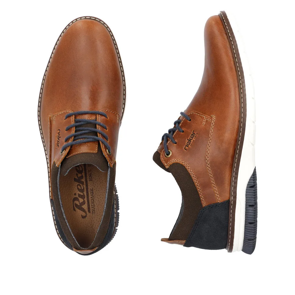 Rieker Mens Laced Leather Brogue Tan 14405-24