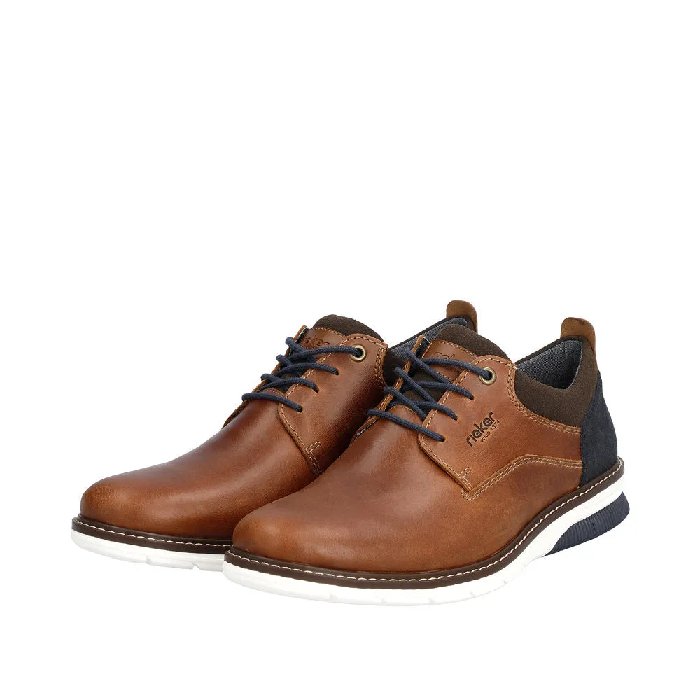 Rieker Mens Laced Leather Brogue Tan 14405-24