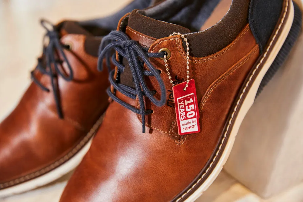 Rieker Mens Laced Leather Brogue Tan 14405-24