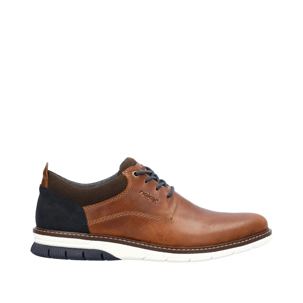 Rieker Mens Laced Leather Brogue Tan 14405-24