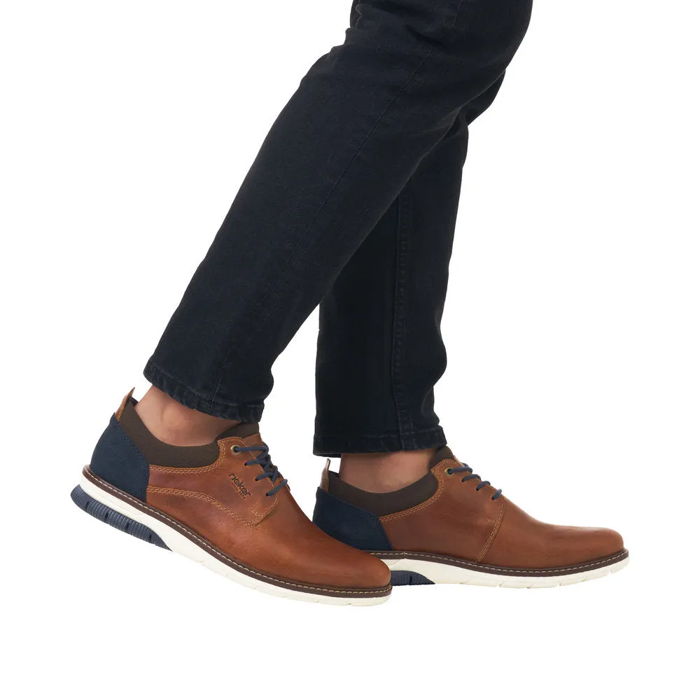 Rieker Mens Laced Leather Brogue Tan 14405-24