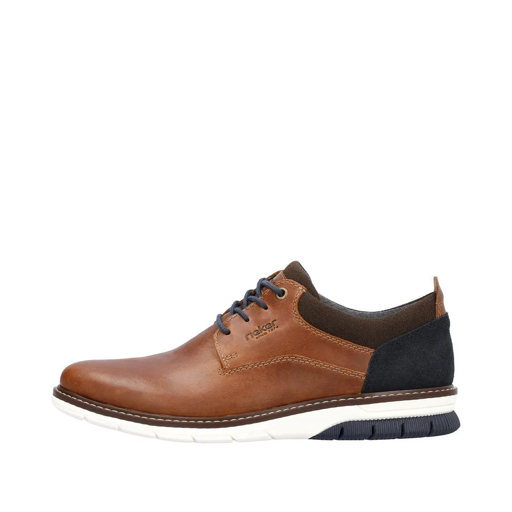 Rieker Mens Laced Leather Brogue Tan 14405-24