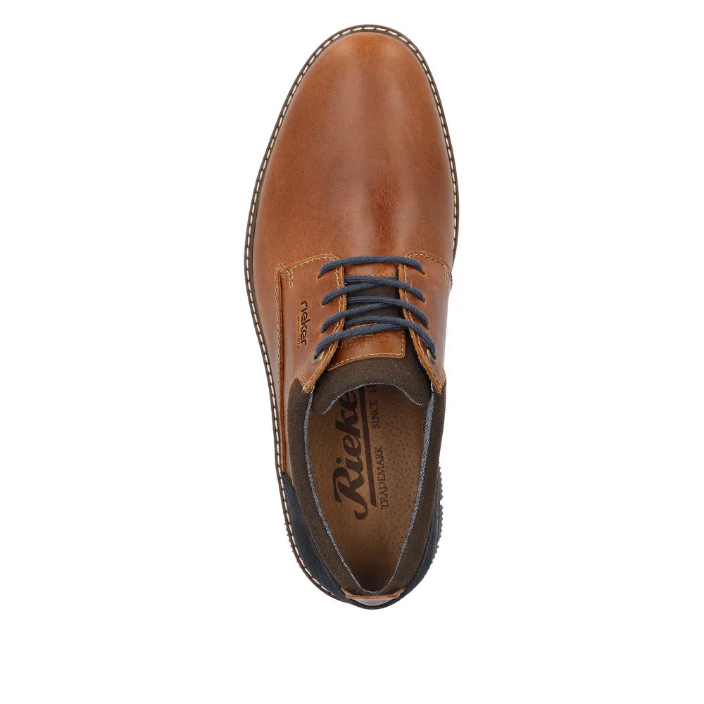 Rieker Mens Laced Leather Brogue Tan 14405-24