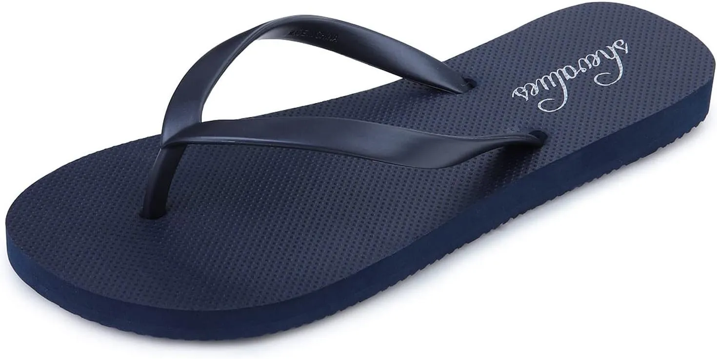 shevalues Slim Flip Flops for Women Beach Rubber Shower Shoes Basic Thong Sandals
