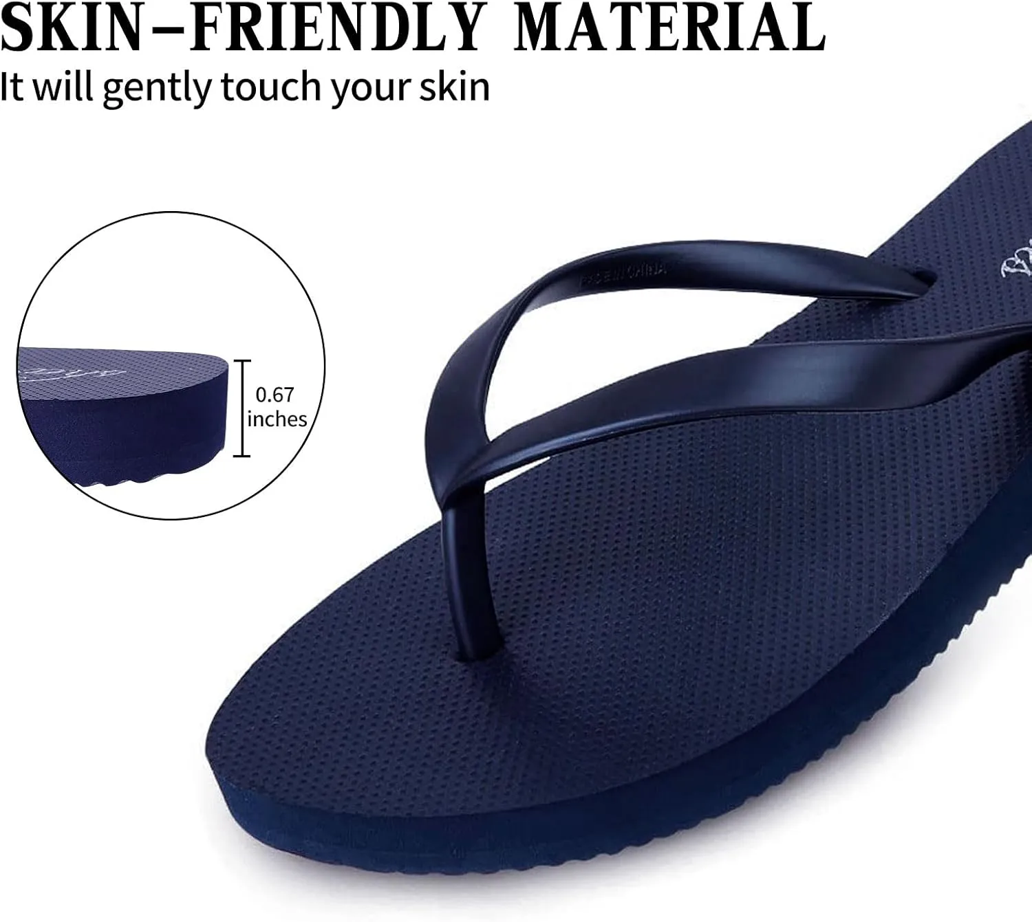 shevalues Slim Flip Flops for Women Beach Rubber Shower Shoes Basic Thong Sandals