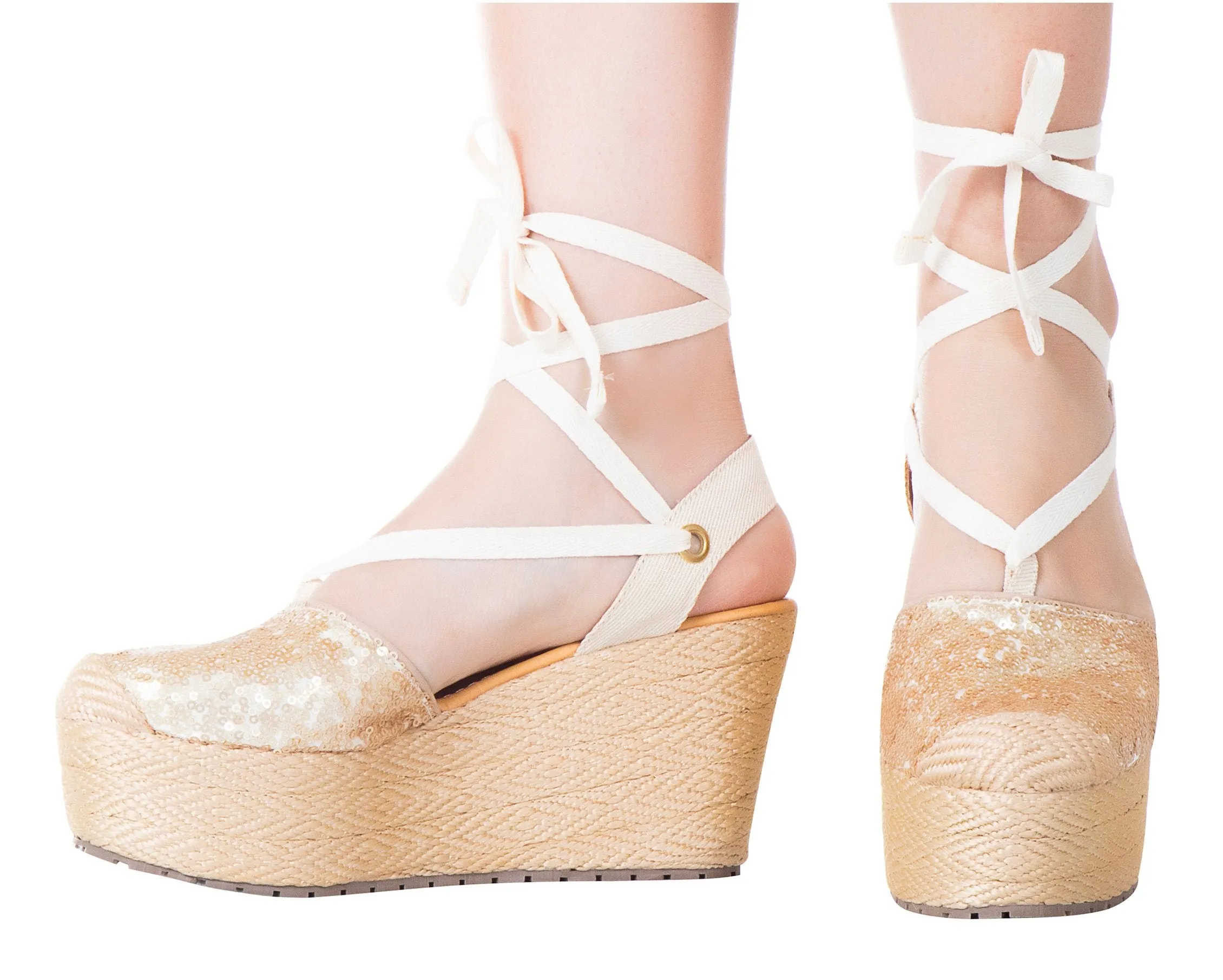 Silvia Cobos Lace Up Wedges Gold