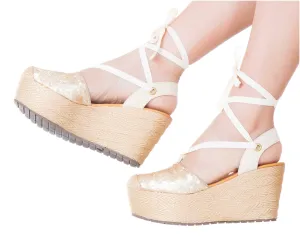 Silvia Cobos Lace Up Wedges Gold