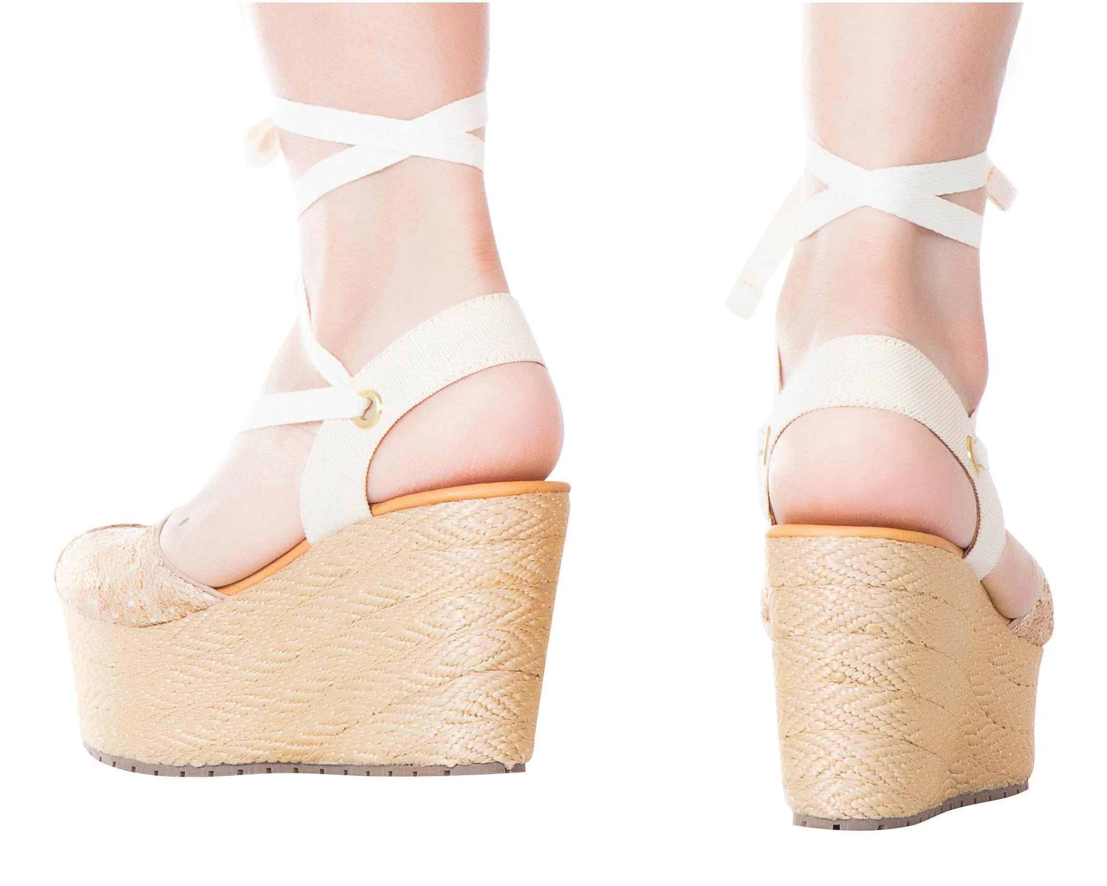 Silvia Cobos Lace Up Wedges Gold