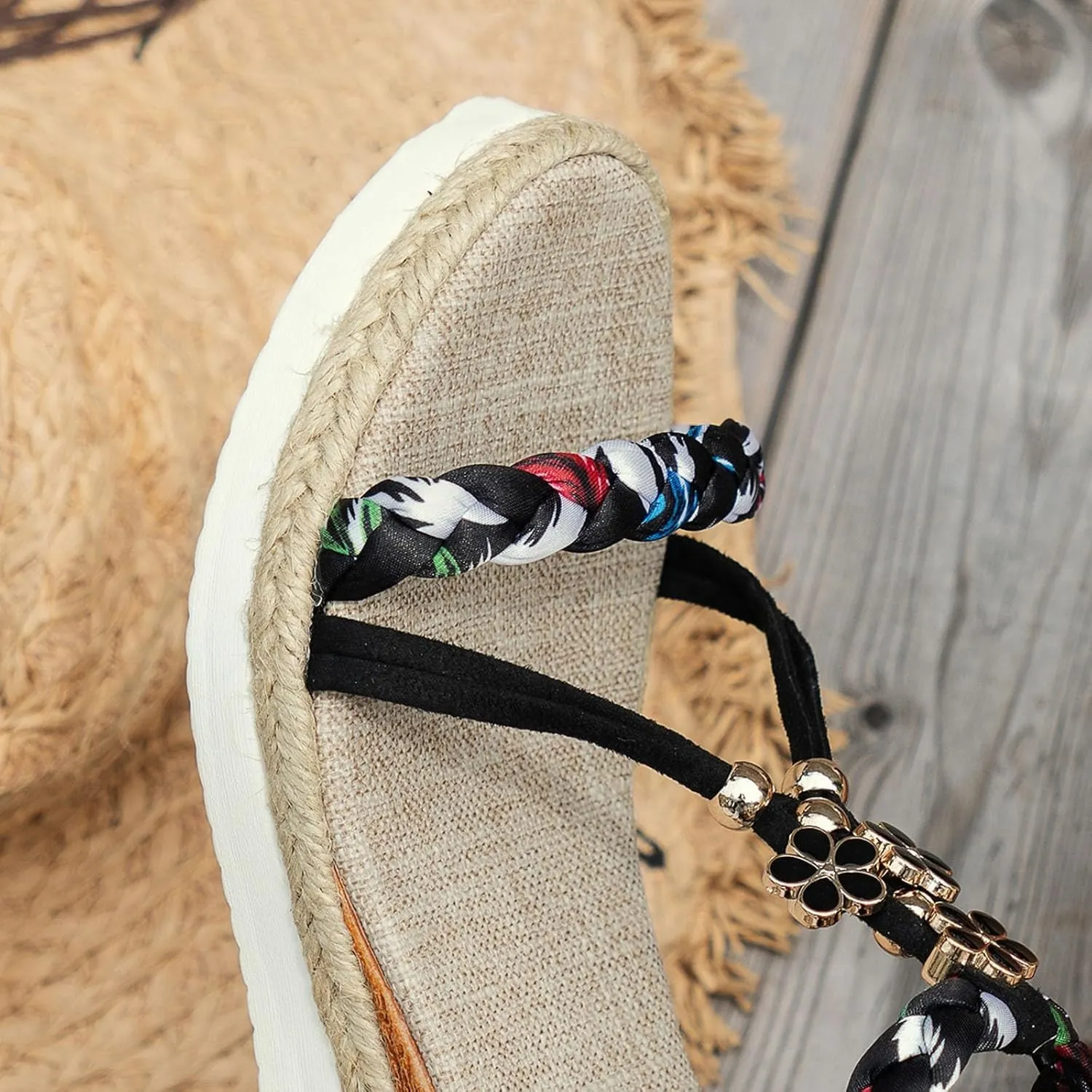 Summer Sandals for Women Fashion Casual Bohemian Beach Sandals Comfortable Open Toe Orthopedic Shoes with Arch Support Dressy Elastic Ankle Strap Beach Walking Shoes