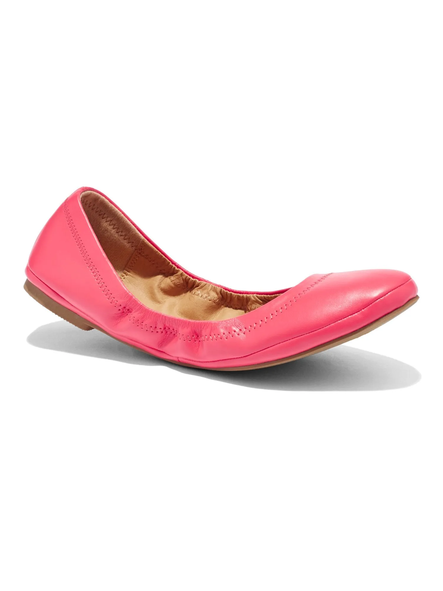 Topstitched Faux-Leather Ballet Flat