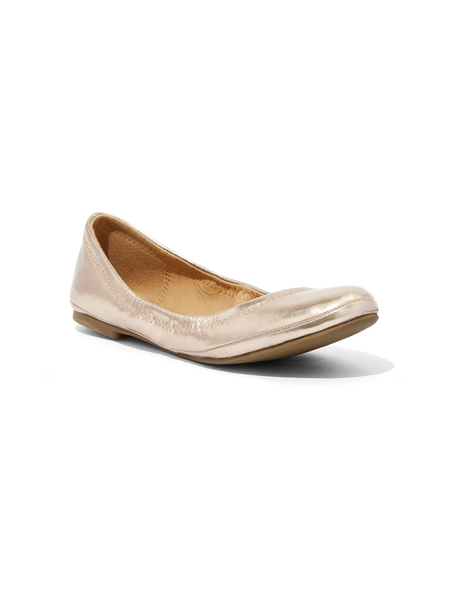 Topstitched Faux-Leather Ballet Flat
