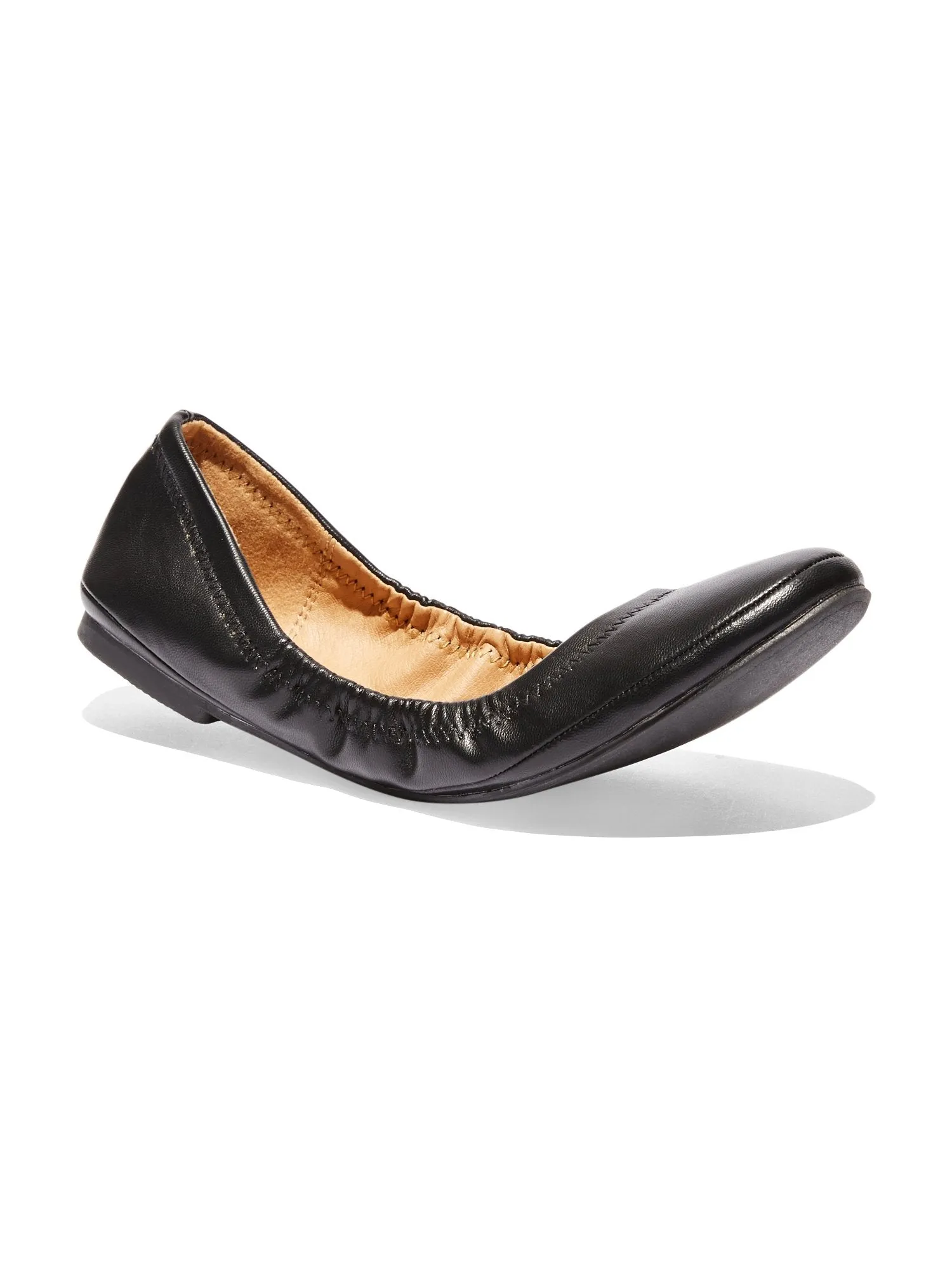 Topstitched Faux-Leather Ballet Flat