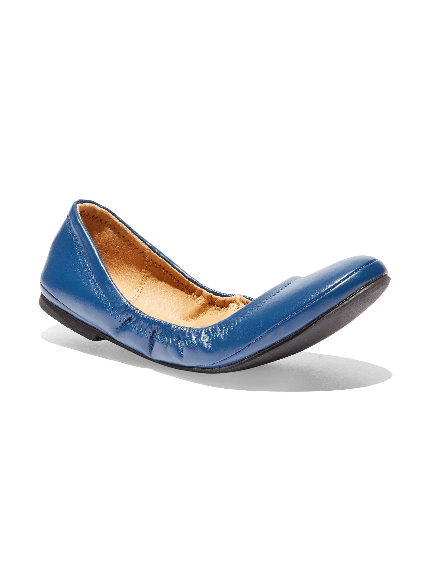 Topstitched Faux-Leather Ballet Flat
