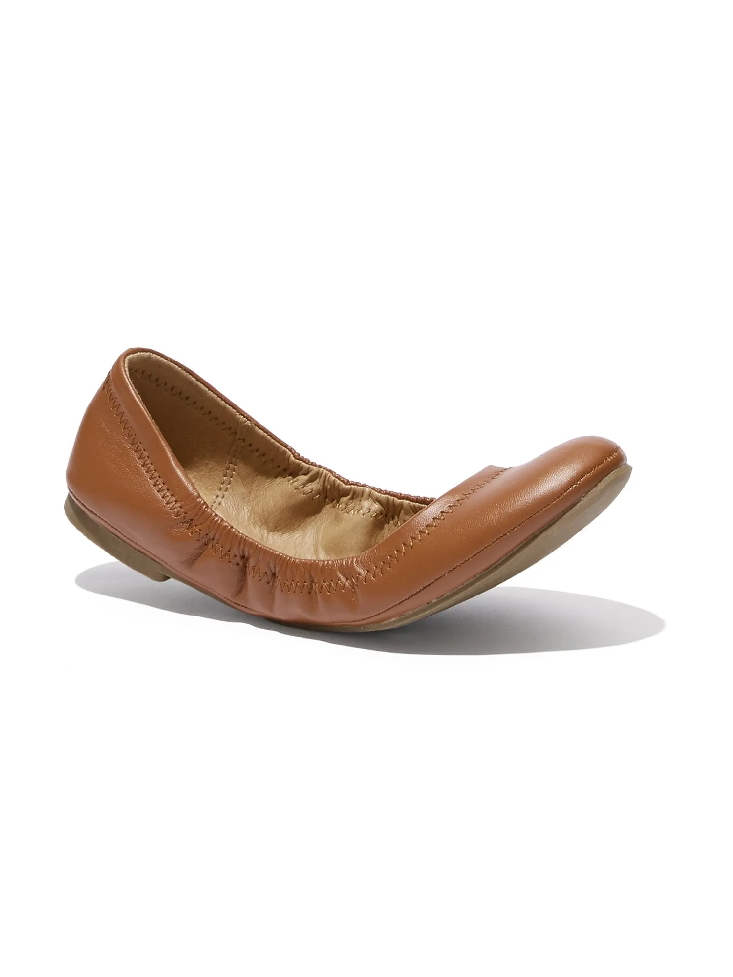 Topstitched Faux-Leather Ballet Flat