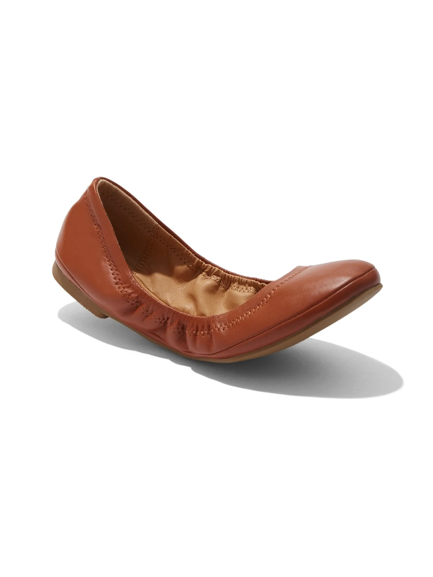 Topstitched Faux-Leather Ballet Flat