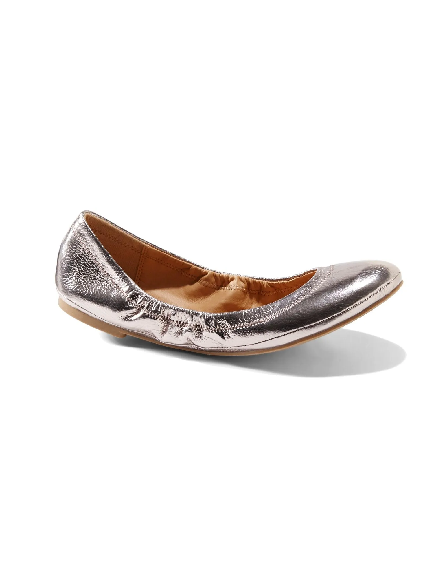 Topstitched Faux-Leather Ballet Flat
