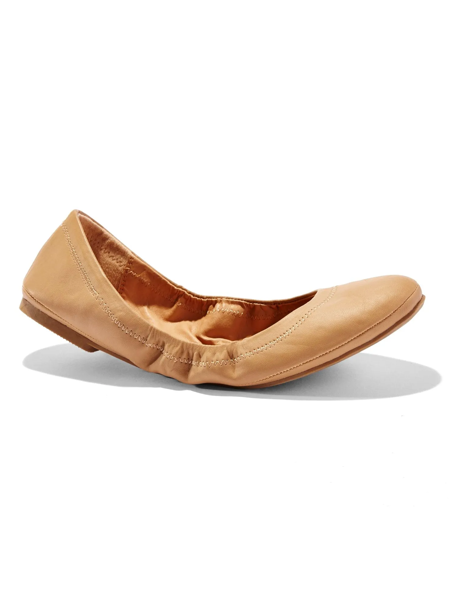 Topstitched Faux-Leather Ballet Flat