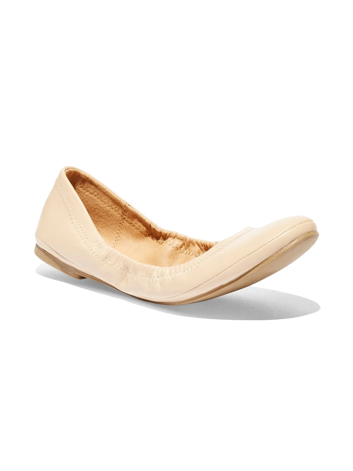 Topstitched Faux-Leather Ballet Flat