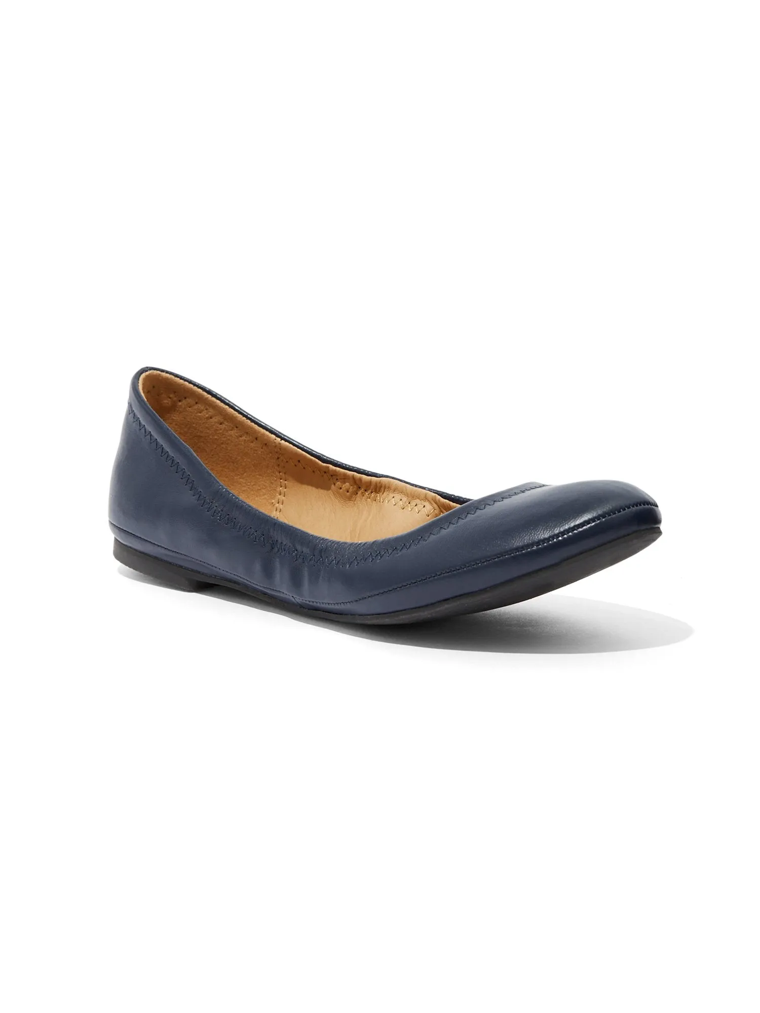 Topstitched Faux-Leather Ballet Flat