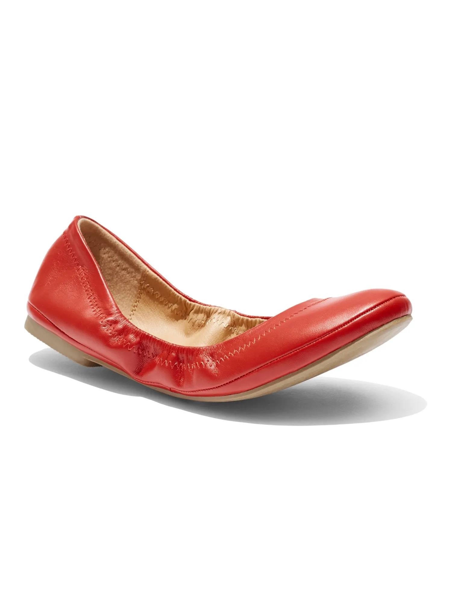 Topstitched Faux-Leather Ballet Flat