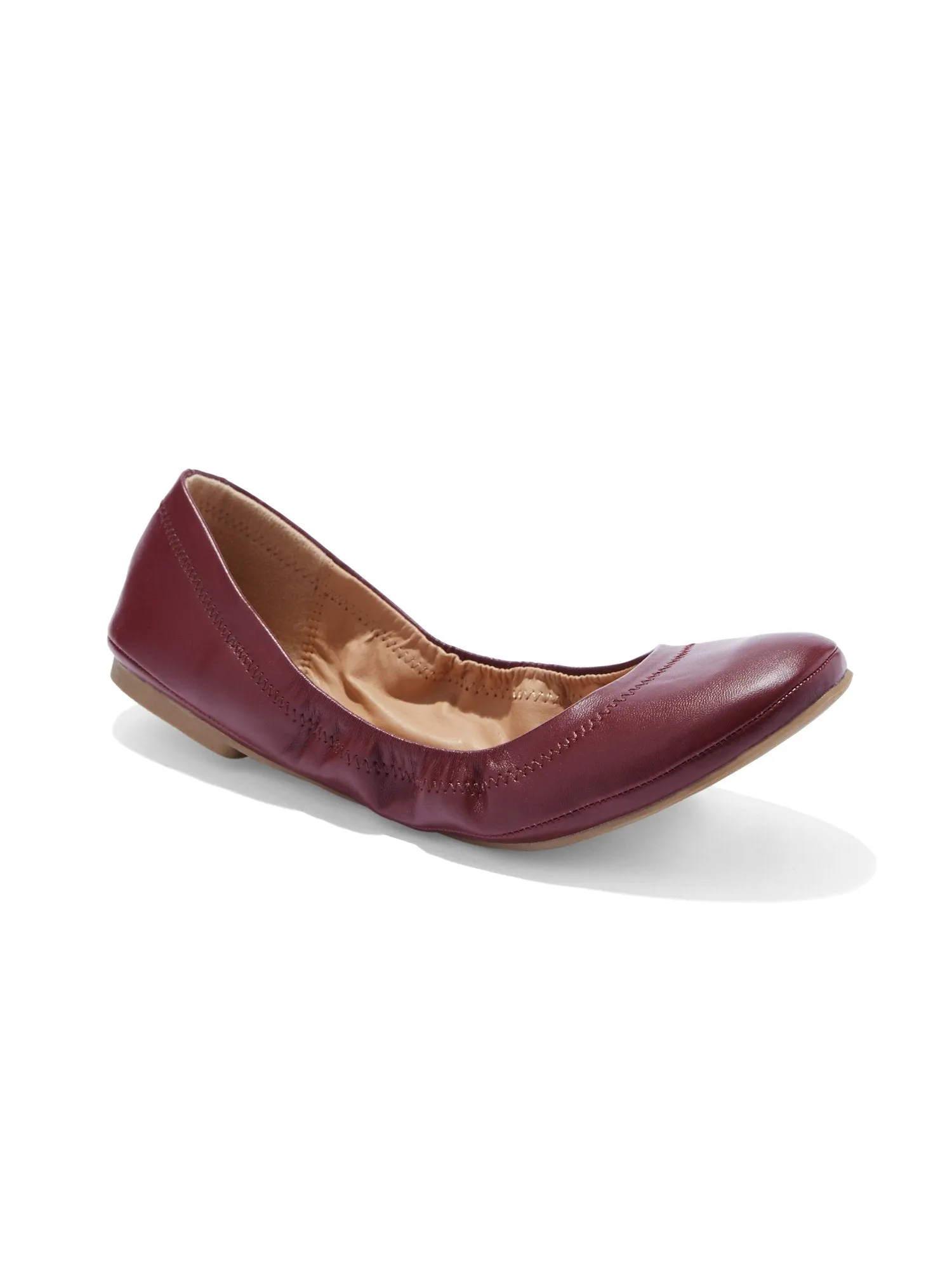 Topstitched Faux-Leather Ballet Flat