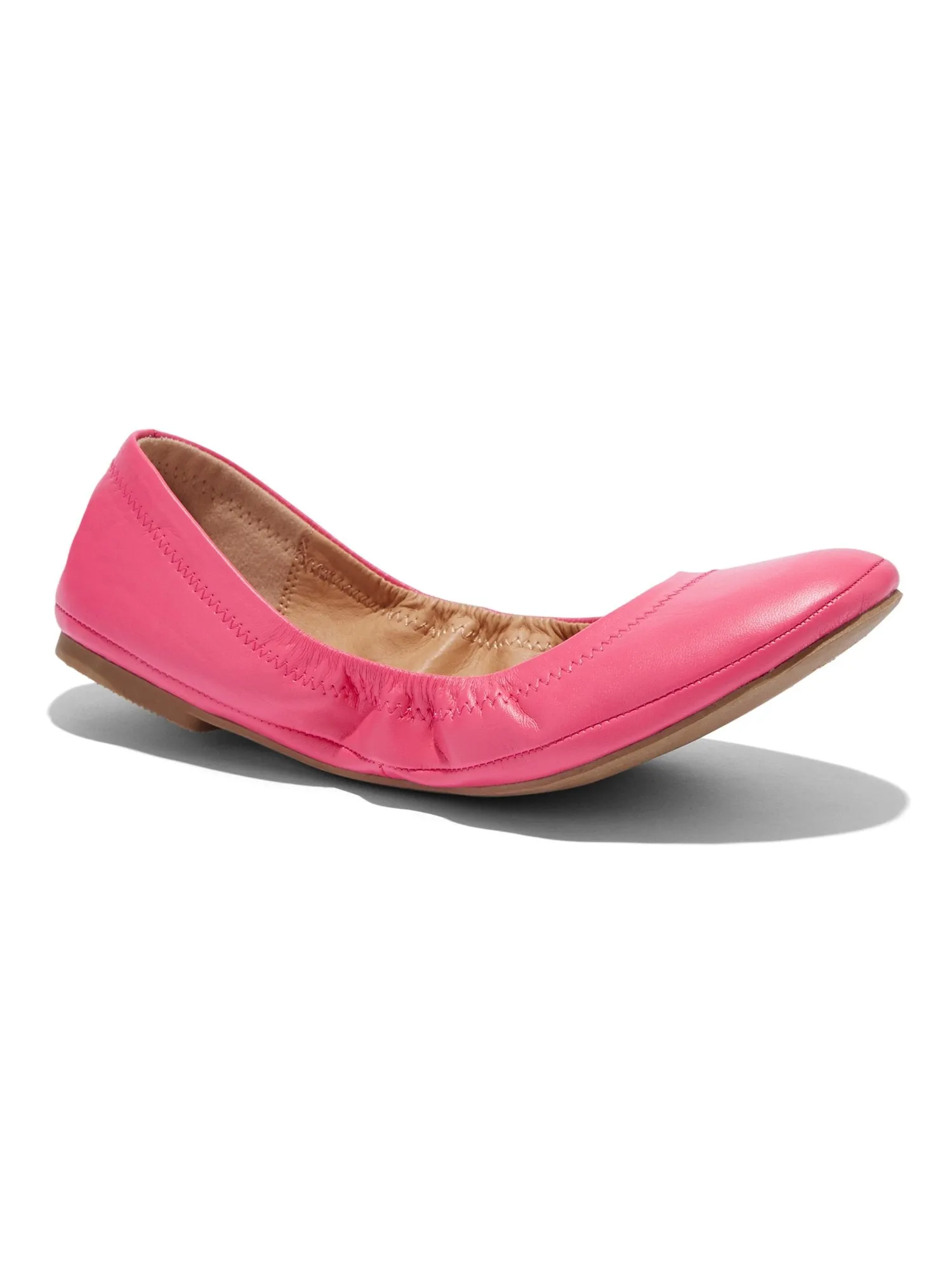 Topstitched Faux-Leather Ballet Flat