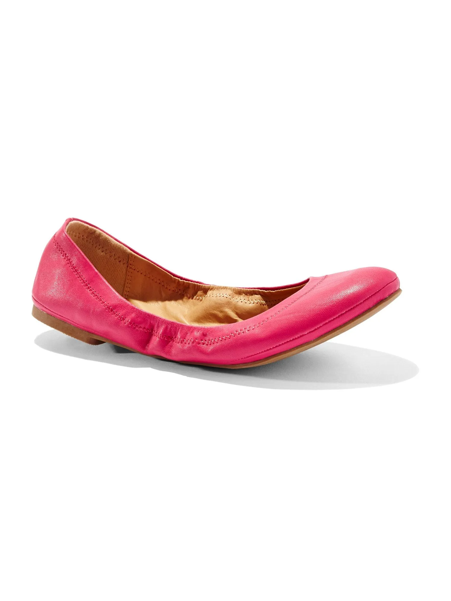 Topstitched Faux-Leather Ballet Flat