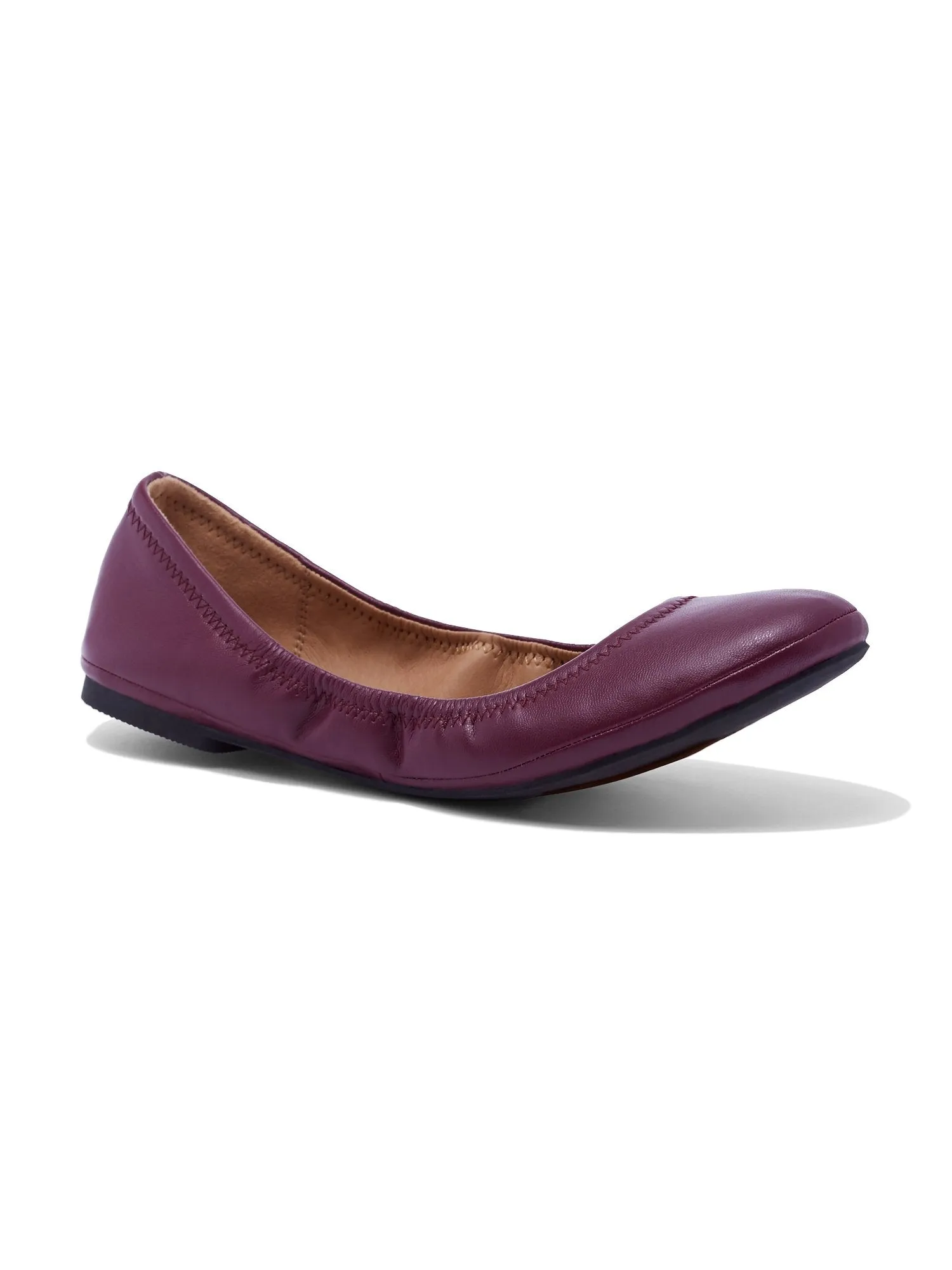 Topstitched Faux-Leather Ballet Flat