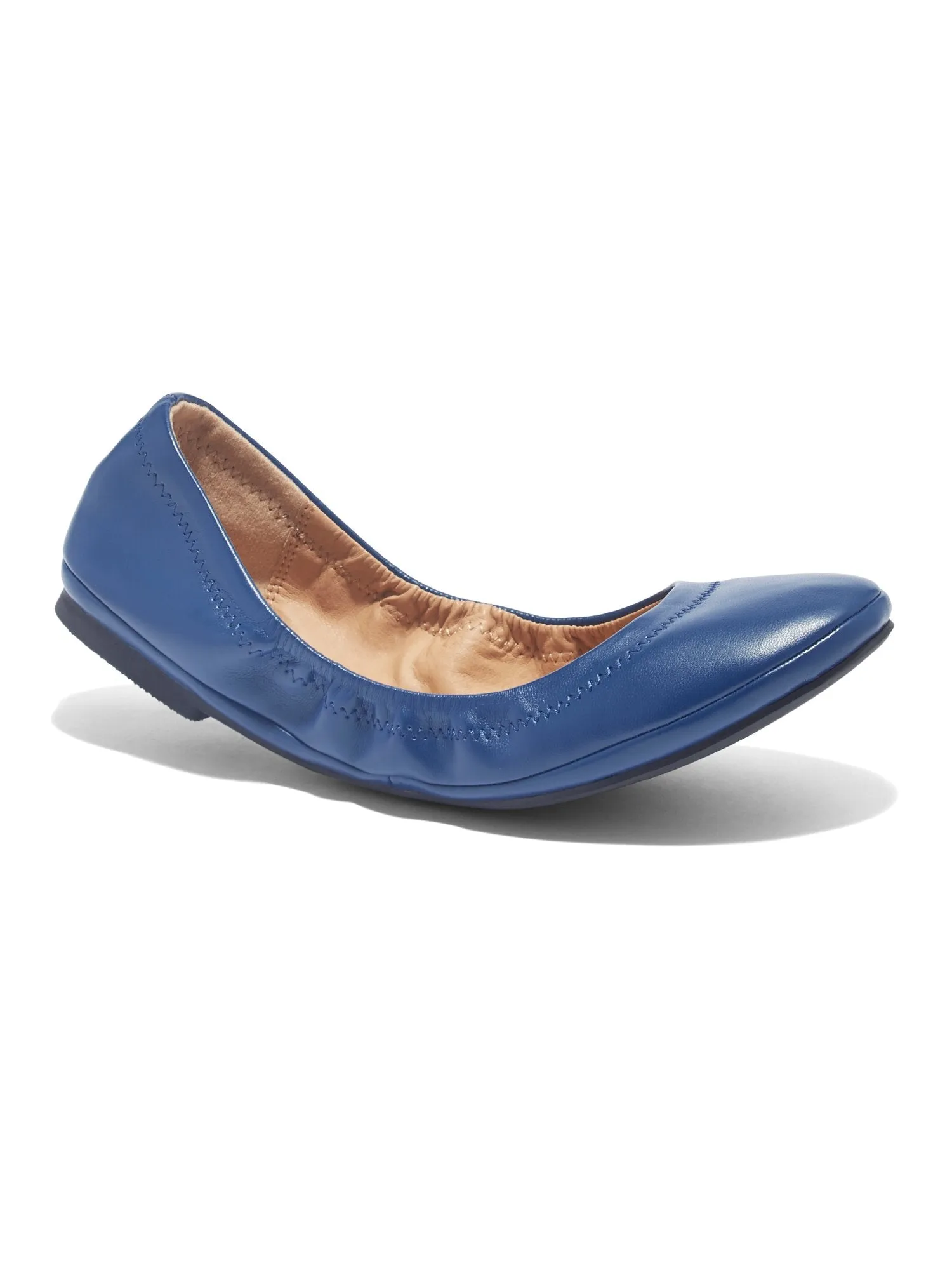Topstitched Faux-Leather Ballet Flat