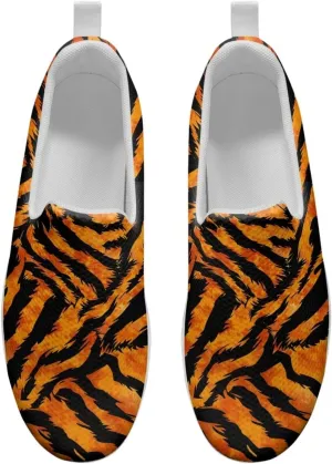 Womens Leopard Print Platform Loafers Lightweight Mesh Shoes Walking Jogging Sneakers Anti Skid