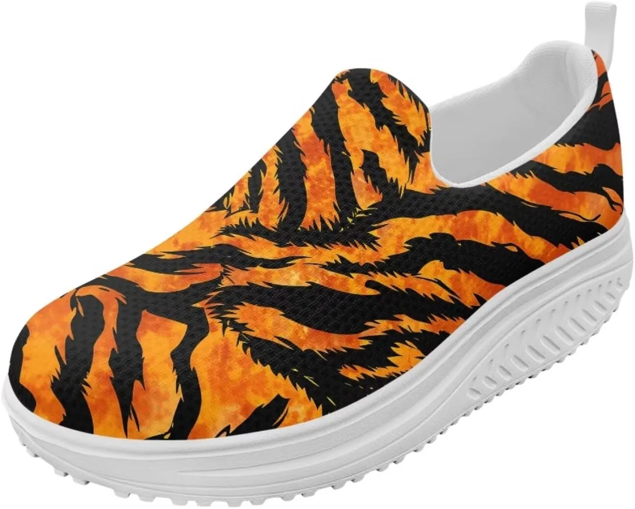 Womens Leopard Print Platform Loafers Lightweight Mesh Shoes Walking Jogging Sneakers Anti Skid