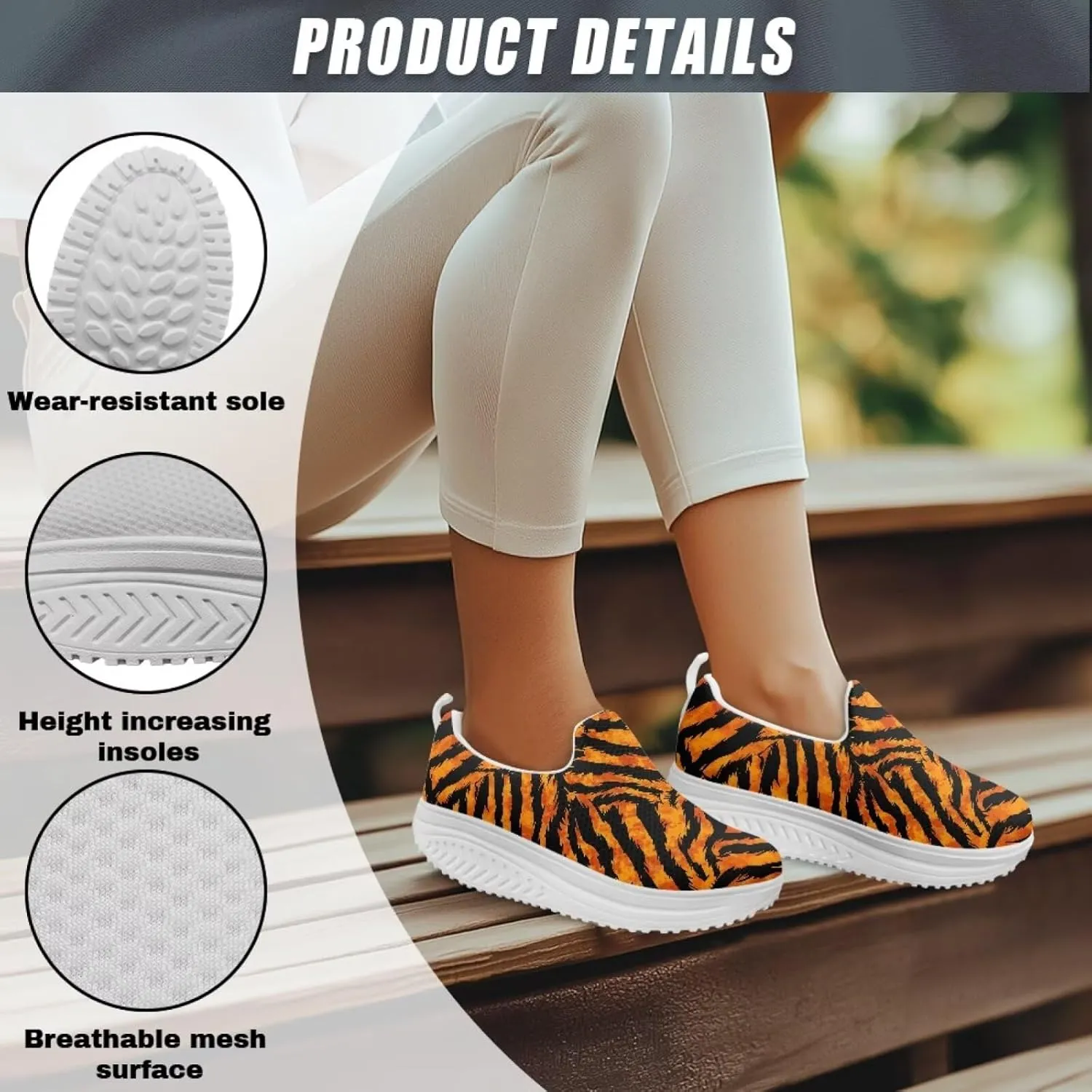 Womens Leopard Print Platform Loafers Lightweight Mesh Shoes Walking Jogging Sneakers Anti Skid