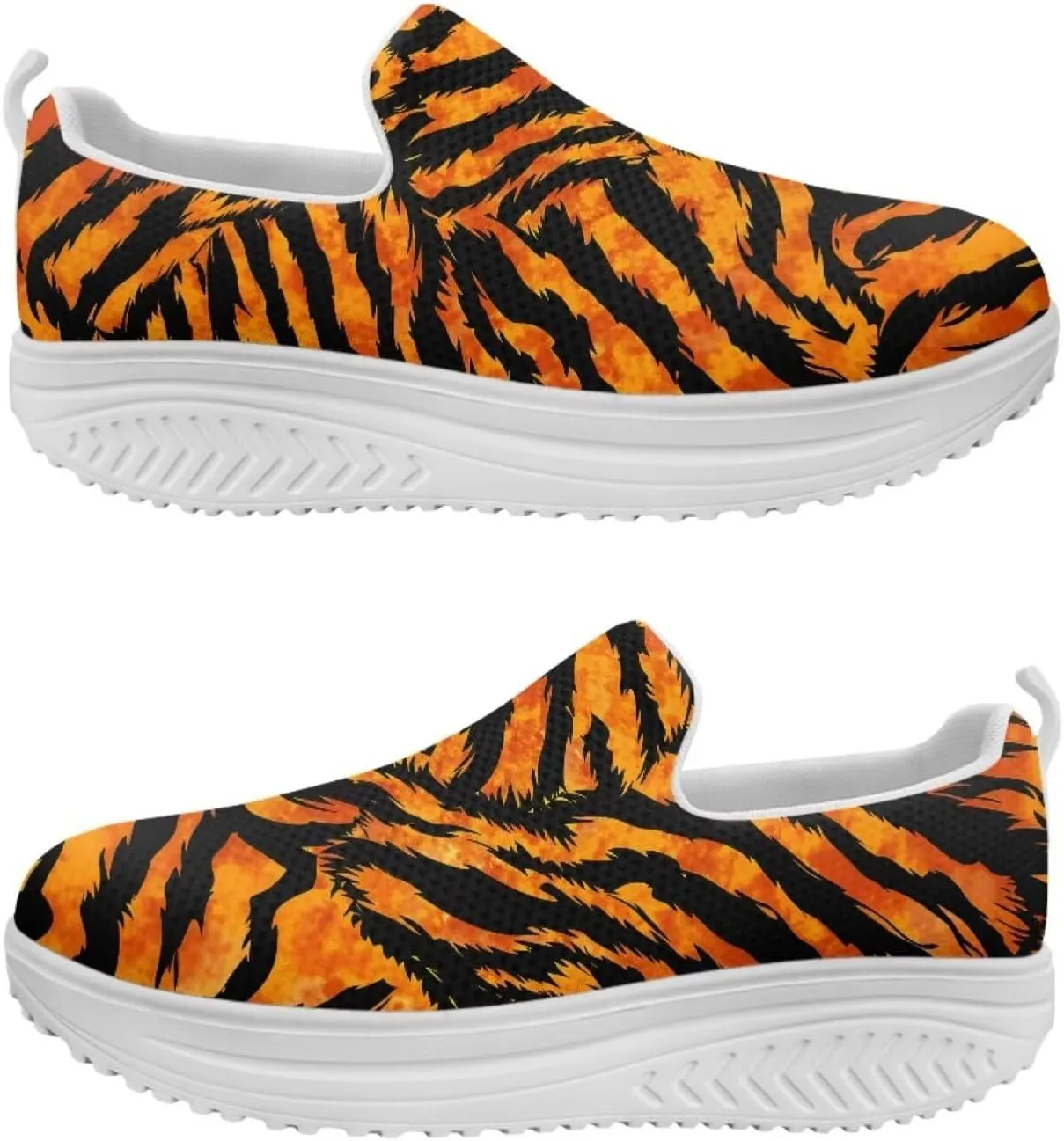 Womens Leopard Print Platform Loafers Lightweight Mesh Shoes Walking Jogging Sneakers Anti Skid