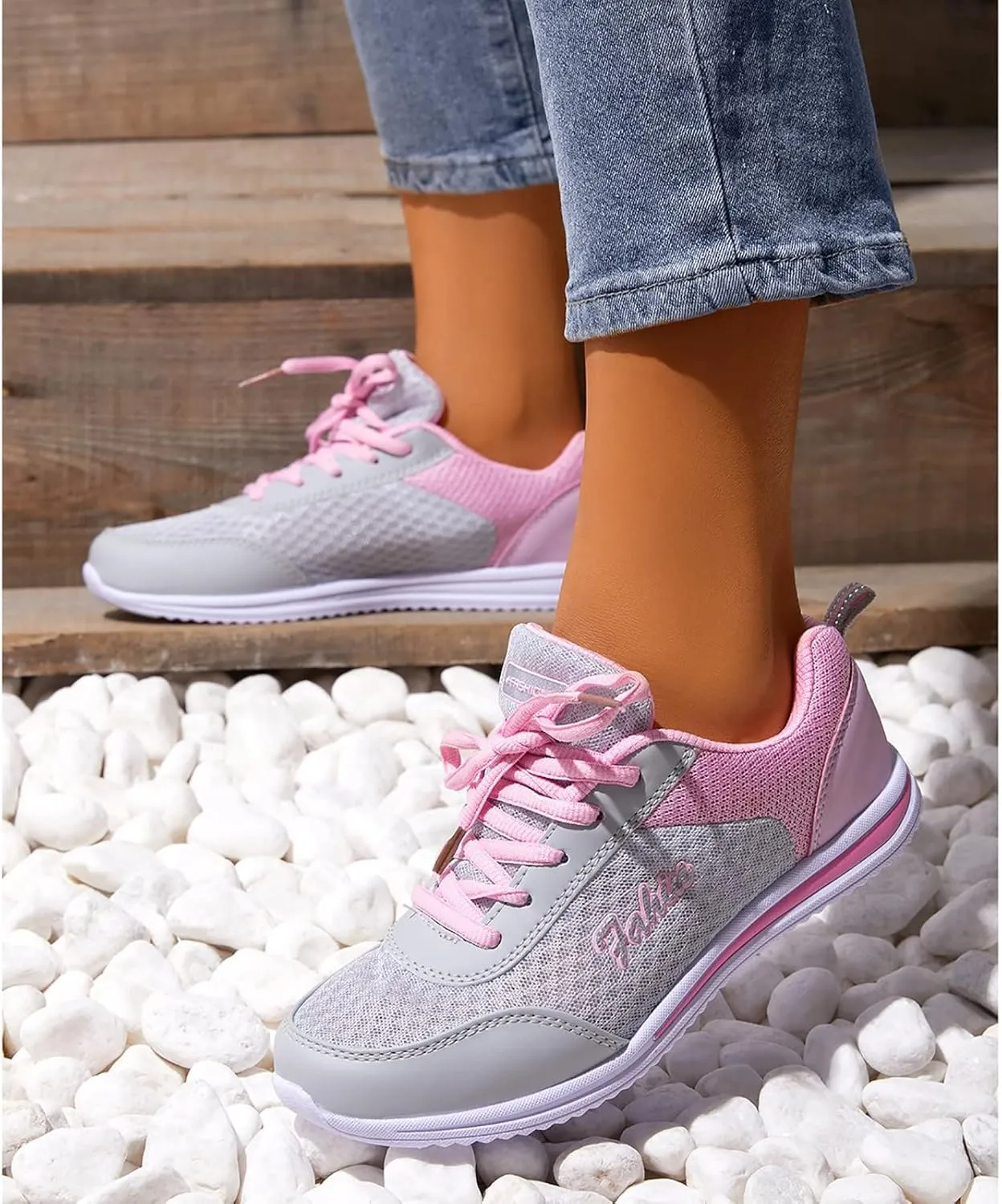 Women's Rhinestone Mesh Slip On Walking Shoes Fashion Breathable Womens Tennis Shoes Sports Slip On Shoes Casual Wedge Sneakers Slip On Tennis Shoe Trainers Shoe