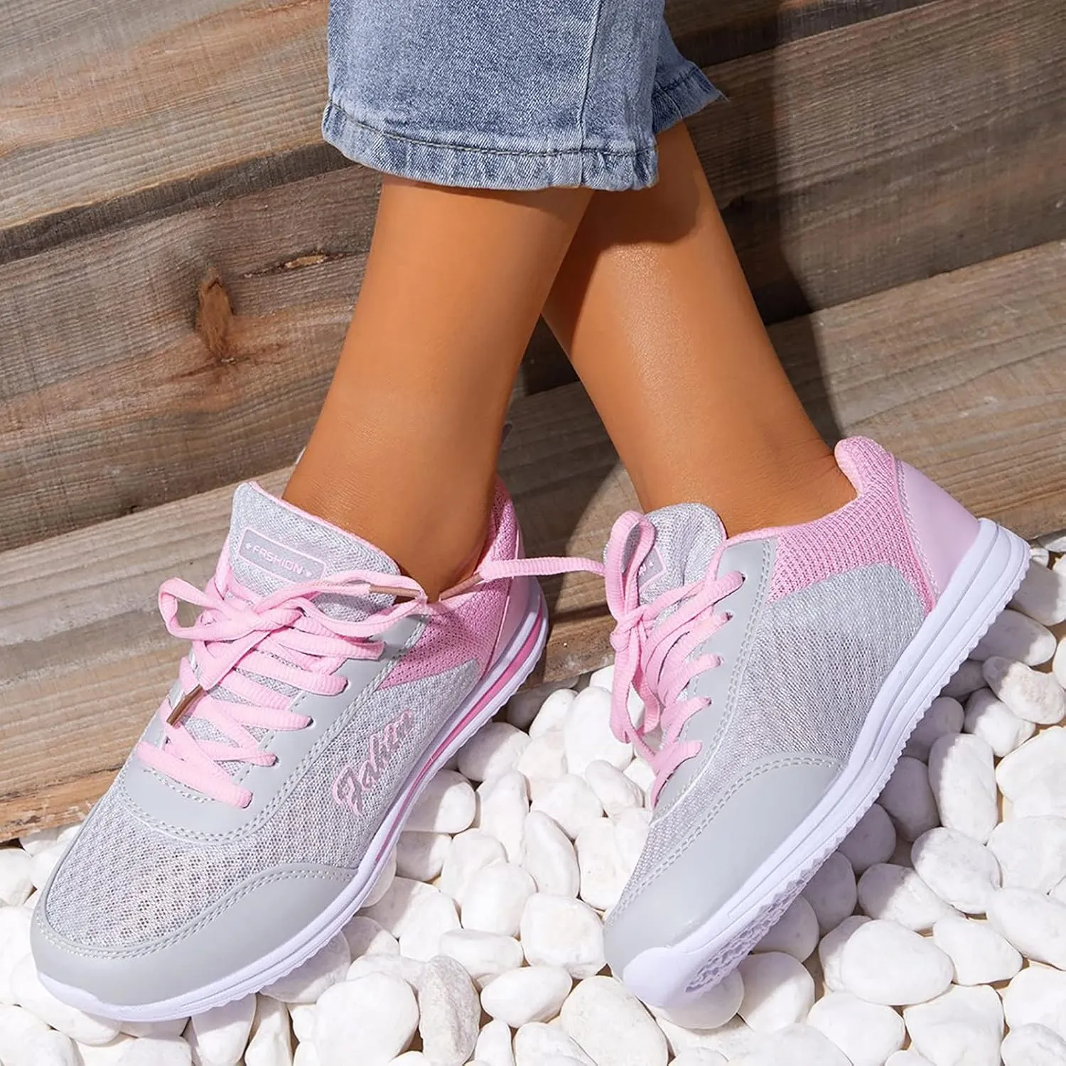 Women's Rhinestone Mesh Slip On Walking Shoes Fashion Breathable Womens Tennis Shoes Sports Slip On Shoes Casual Wedge Sneakers Slip On Tennis Shoe Trainers Shoe
